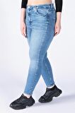 Büyük Beden Mavi Yüksek Bel Skinny Jeans